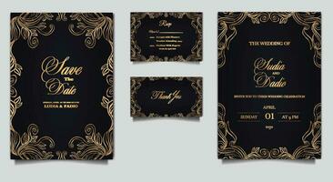 cartes d'invitation de mariage de luxe vecteur