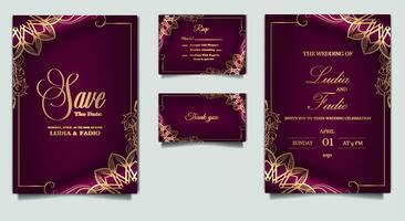 ensemble de conception de cartes d'invitation de mariage de luxe vecteur