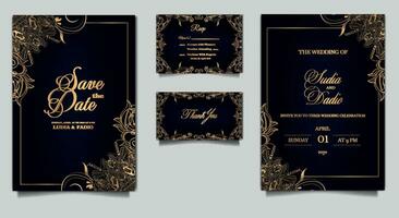 cartes d'invitation de mariage de luxe vecteur