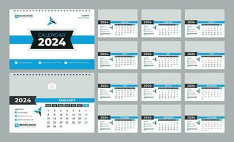 bureau calendrier 2024 modèle. 12 mois inclus. modifiable 2024 calendrier conception. vecteur