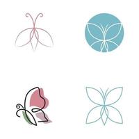 logo de papillon volant de beauté avec un style monoline de dessin au trait minimaliste simple vecteur
