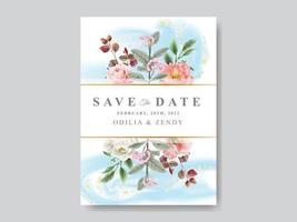 carte d'invitation de mariage floral romantique vecteur
