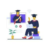 vecteur de en ligne virtuel l'obtention du diplôme illustration