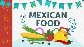 illustration de la cuisine mexicaine pour la décoration de style plat lettrage nom maïs poivron jaune tomate vecteur