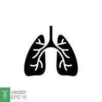 poumons icône. Facile solide style. Humain interne organe, poumon, respiratoire système, pneumologie concept. noir silhouette, glyphe symbole. vecteur illustration isolé sur blanc Contexte. eps dix.