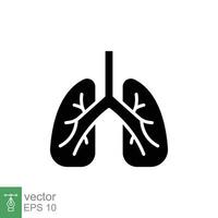 poumons icône. Facile solide style. Humain interne organe, poumon, respiratoire système, pneumologie concept. noir silhouette, glyphe symbole. vecteur illustration isolé sur blanc Contexte. eps dix.