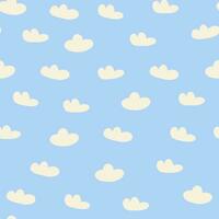 mignonne modèle avec des nuages sur lumière bleu. des gamins garderie modèle avec des nuages dans main tiré style vecteur
