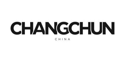 Changchun dans le Chine emblème. le conception Caractéristiques une géométrique style, vecteur illustration avec audacieux typographie dans une moderne Police de caractère. le graphique slogan caractères.