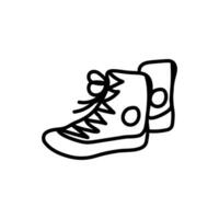 vecteur griffonnage illustration de baskets icône - noir contour sur blanche. unisexe des chaussures pour des sports, fonctionnement et en marchant