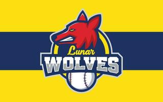 lunaire Loup mascotte base-ball logo, moderne professionnel emblème pour base-ball équipe vecteur