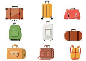 une sac ensemble isolé sur blanc arrière-plan.bagages touristes façonné coloré objets sacs.voyageurs,vecteur,voyage,valises,affaires cas, voyage bagages, vecteur pour bagage et Voyage.