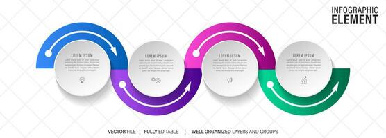 infographie modèle avec 4 pas ou options. vecteur