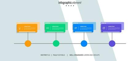 4 éléments schème, diagramme. quatre connecté Les manches. infographie modèle. vecteur