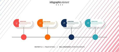 circulaire disposition diagramme avec 4 liste de pas, circulaire disposition diagramme infographie élément modèle vecteur