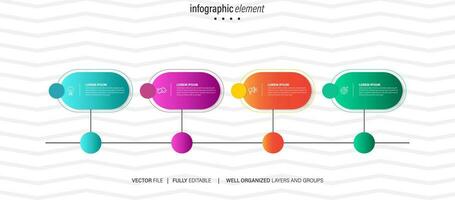 infographie modèle 4 étape affaires Planification à Succès multi coloré rectangles avec icône. modèle Contexte conception pour commercialisation, finance, produit. vecteur