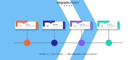 vecteur infographie 3d longue cercle étiqueter, infographie avec nombre 4 les options processus.