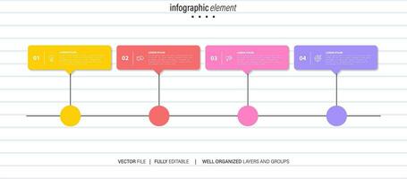 mince ligne infographie schème avec 4 options. vecteur modèle pour