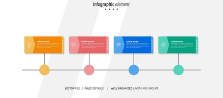 concept de affaires modèle avec 4 successif pas. quatre coloré graphique éléments. chronologie conception pour brochure, présentation. infographie conception disposition vecteur