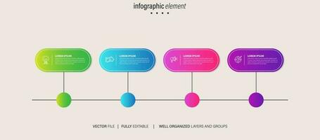 modèle d'infographie d'entreprise. chronologie avec 4 étapes, cercles, options et icônes marketing. éléments infographiques linéaires vectoriels. vecteur