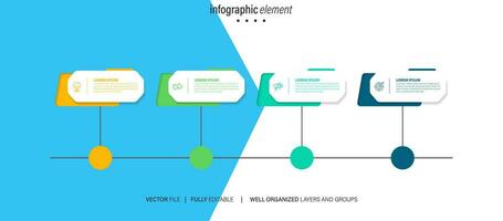 vecteur infographie modèle avec quatre pas ou options. illustration présentation avec ligne éléments Icônes. affaires concept conception pouvez être utilisé pour la toile, brochure, diagramme