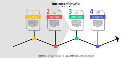 vecteur infographie 3d longue cercle étiqueter, infographie avec nombre 4 les options processus.