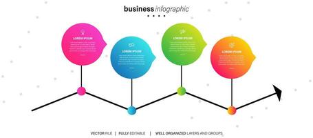 vecteur infographie 3d longue cercle étiqueter, infographie avec nombre 4 les options processus.