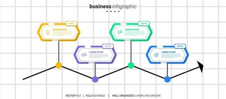 infographie conception modèle. chronologie concept avec 4 pas vecteur