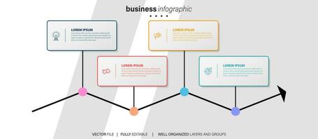 concept créatif pour infographie avec 4 étapes, options, pièces ou processus. visualisation des données d'entreprise vecteur