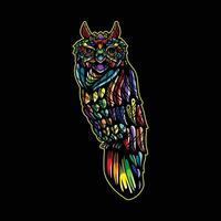 plein Couleur hibou ouvrages d'art illuatration vecteur