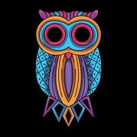 lueur néon hibou ouvrages d'art illustration vecteur