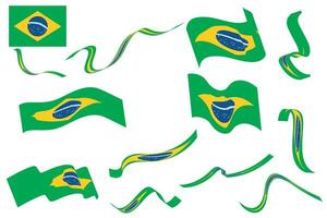 vecteur collection drapeau et ruban Brésil