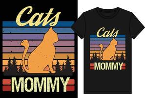 chats maman T-shirt vecteur, chat amoureux ancien T-shirt conception, ancien chats amoureux t chemise graphique illustration vecteur