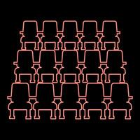 néon chaises dans cinéma les fauteuils théâtre salle des places divertissement performance rouge Couleur vecteur illustration image plat style