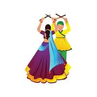 Dandiya nuit dansant vecteur illustration pour content navratri