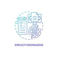 bleu pente explicite connaissance mince ligne icône concept, isolé vecteur, illustration représentant connaissance gestion. vecteur