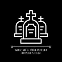 2d pixel parfait modifiable blanc pierre tombale Icônes, isolé vecteur, bâtiment mince ligne illustration. vecteur