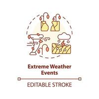 modifiable extrême temps événements icône représentant thermoflation concept, isolé vecteur, global chauffage impact linéaire illustration. vecteur