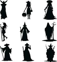 sorcière silhouette collection pour Halloween vecteur