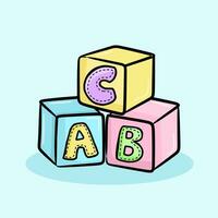 alphabet cubes avec des lettres. des gamins jouet. abc vecteur