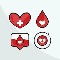 une ensemble de du sang et cœur Icônes - du sang don campagne - doacao de sangue vecteur