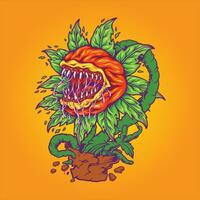 cauchemar feuillage terrifiant monstre les plantes vecteur des illustrations pour votre travail logo, marchandise T-shirt, autocollants et étiquette conceptions, affiche, salutation cartes La publicité affaires entreprise