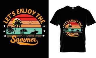 été ambiance vacances tropical plage, surfant, mer plage,, typographie rétro ancien T-shirt conception vecteur