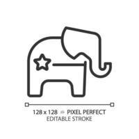 2d pixel parfait républicain fête mince ligne icône, isolé vecteur illustration de politique fête logo.