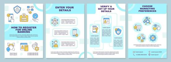 en ligne bancaire enregistrement bleu brochure modèle. la toile portefeuille. brochure conception avec linéaire Icônes. modifiable 4 vecteur mises en page pour présentation, annuel rapports