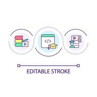 ordinateur programmeur éducation boucle concept icône. éloigné apprentissage. Logiciel ingénieur cours abstrait idée mince ligne illustration. isolé contour dessin. modifiable accident vasculaire cérébral vecteur
