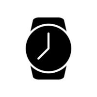 poignet regarder noir glyphe icône. moderne horlogerie passe-temps. à la mode accessoire pour Hommes, femmes. montre intelligente conception. silhouette symbole sur blanc espace. solide pictogramme. vecteur isolé illustration