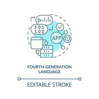 quatrième génération programmation Langue turquoise concept icône. codage évolution abstrait idée mince ligne illustration. isolé contour dessin. modifiable accident vasculaire cérébral vecteur