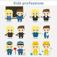 ensemble de mignonne dessin animé les enfants dans les professions. des gamins dans les professions. vecteur illustration