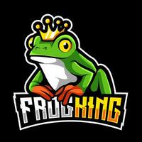 Roi grenouille mascotte e sport logo conception vecteur