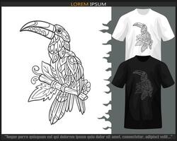 calao oiseau mandala les arts isolé sur noir et blanc t chemise. vecteur